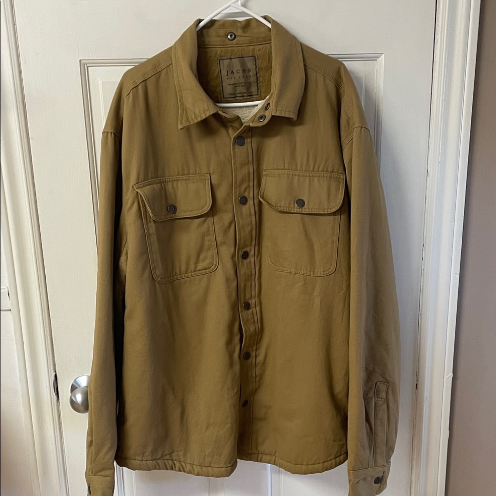 Jachs New York tan faux shearling lined snap front shacket men’s size XXL